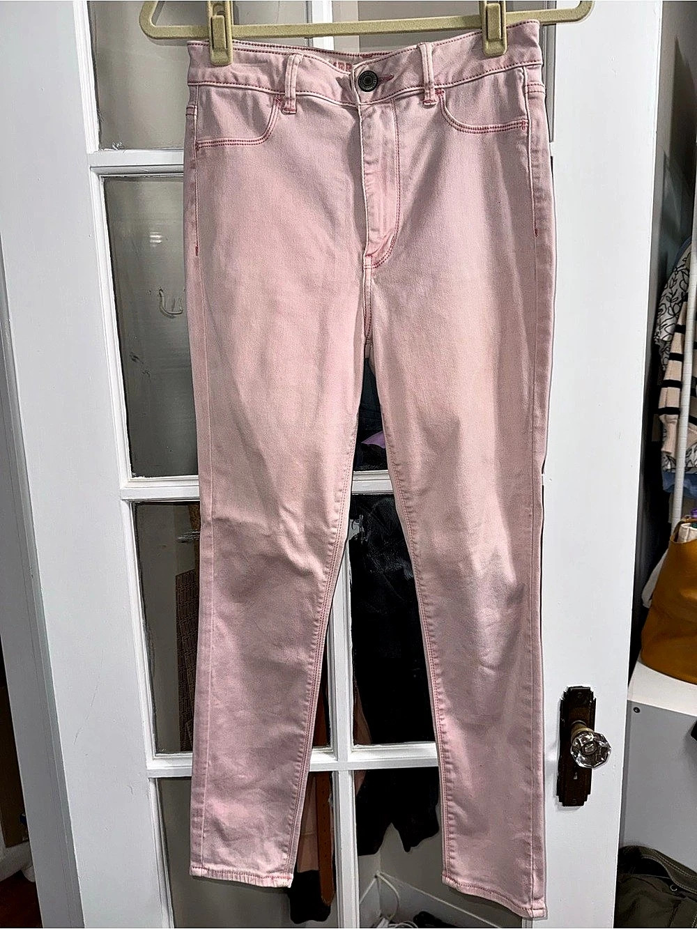 American Eagle Outfitters Sky High Jeans Pink Straight Leg Jeans Waist 10